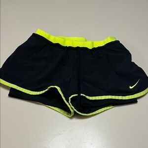 Nike Women's Athletic Shorts in Black and Neon Yellow